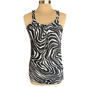 Banana Republic Zebra Print Knit Tank Top Ruched Sz M Summer Casual Work Wear